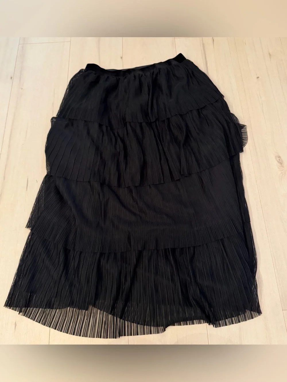 J. Crew Black Tiered Midi Skirt